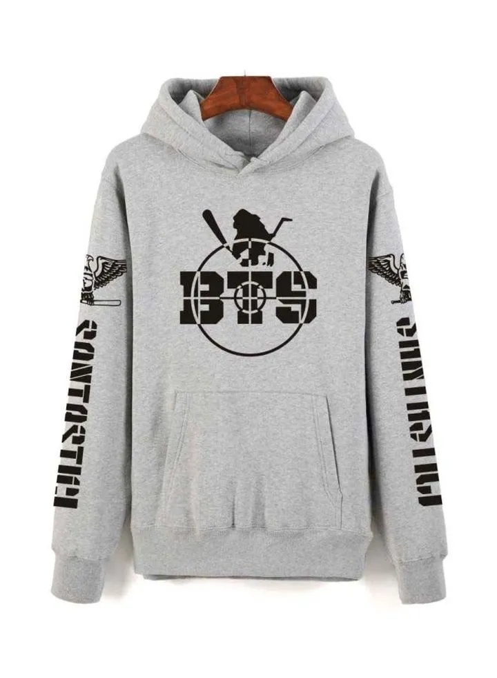 BTS Printed Hoodie Grey/Black