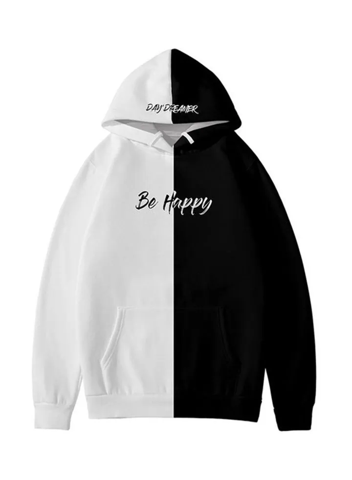 Colourblock Text Print Hoodie Multicolour