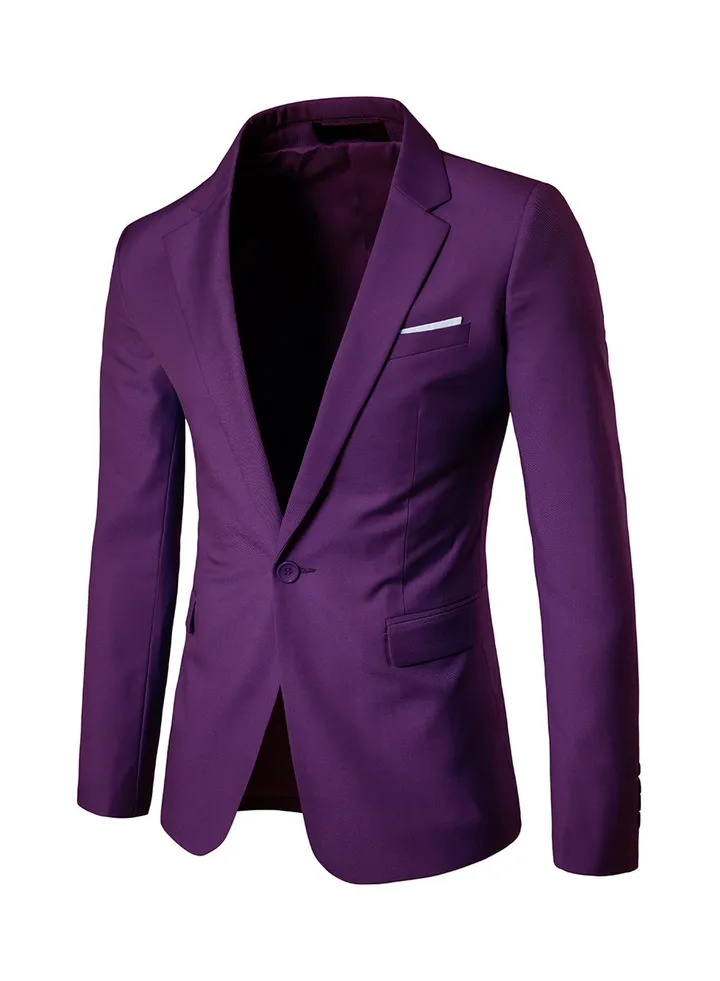 One Button Casual Blazer Purple