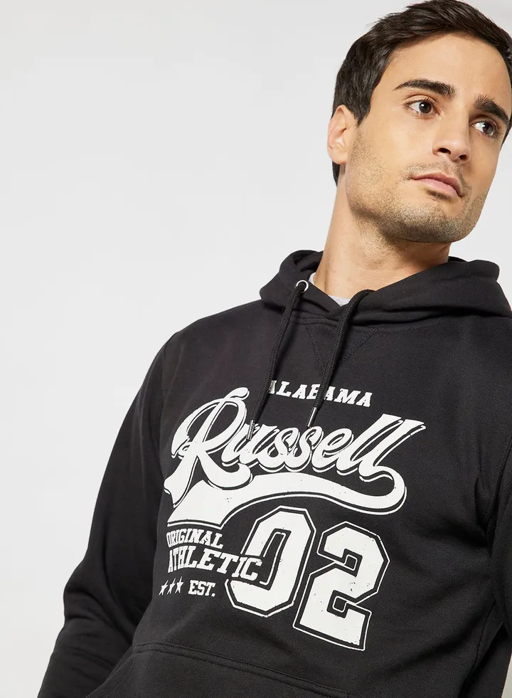 Logo Chest Print Hoodie Black