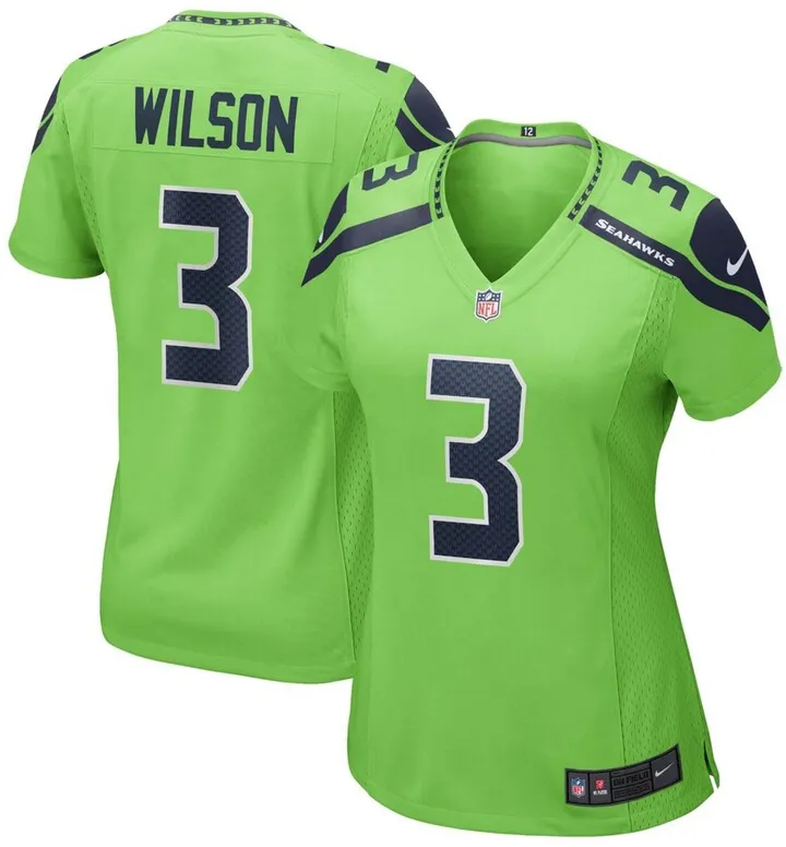 Women's Russell Wilson Neon Green Seattle Seahawks Alternate Game Jersey