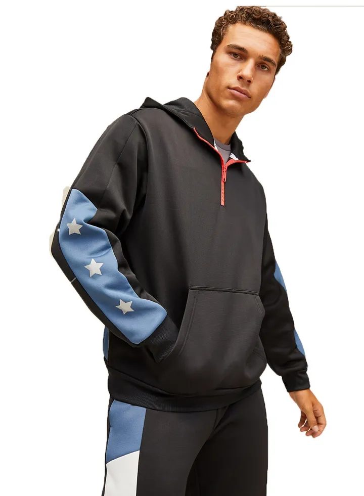 Winterized Contrast Panel Half-Zip Hoodie Pvh Black