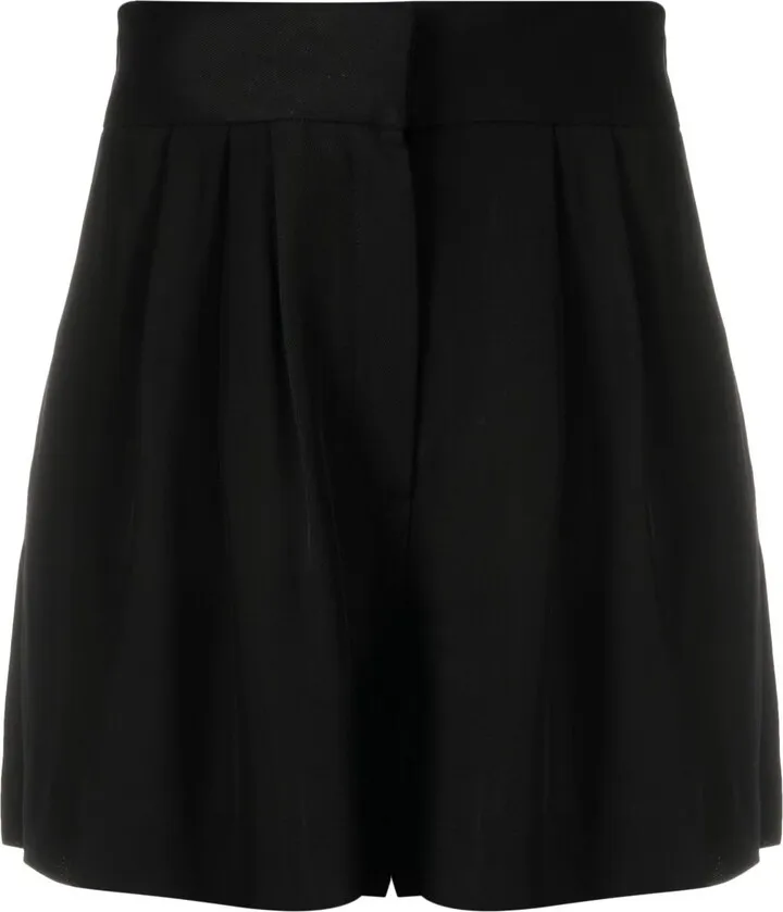 Black High Waist Pleated Shorts