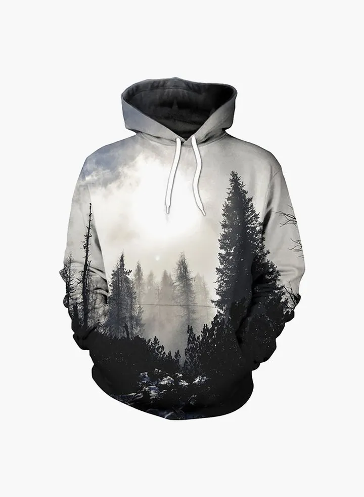 3D Printing Long Sleeve Hoodie White/Grey
