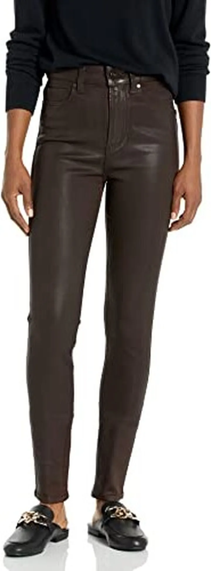 PAIGE Women's Flaunt high Rise Skinny fit Wasit to Hip Ratio in Chicory Coffee Luxe Coating