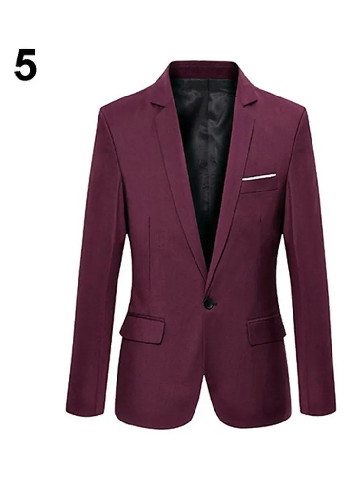 Slim Formal Business Suit Wine Red
