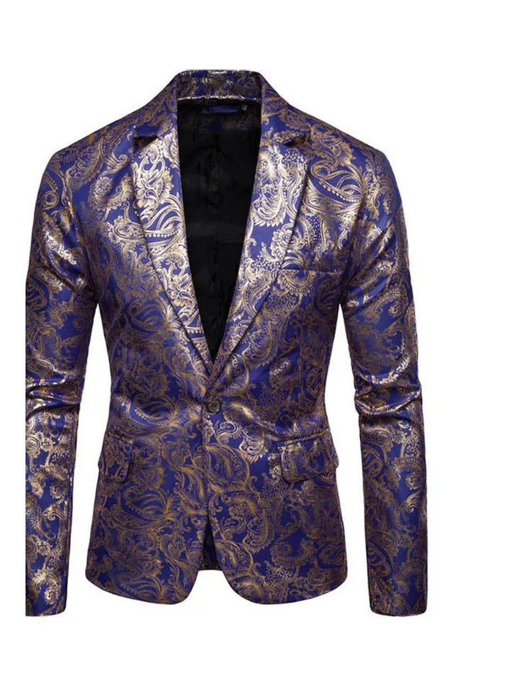Printed Suit Royal Blue/Gold