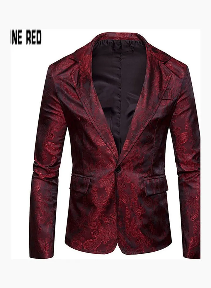 Deep V-Neck Single Button Coat Red