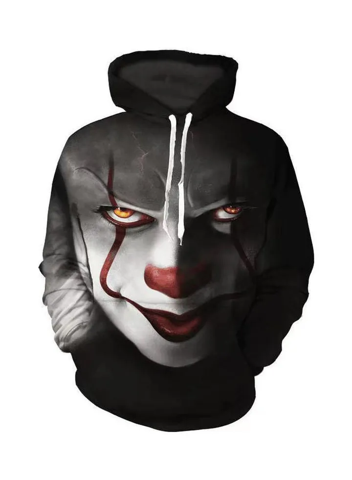 Long Sleeves Hoodie Black/White/Grey