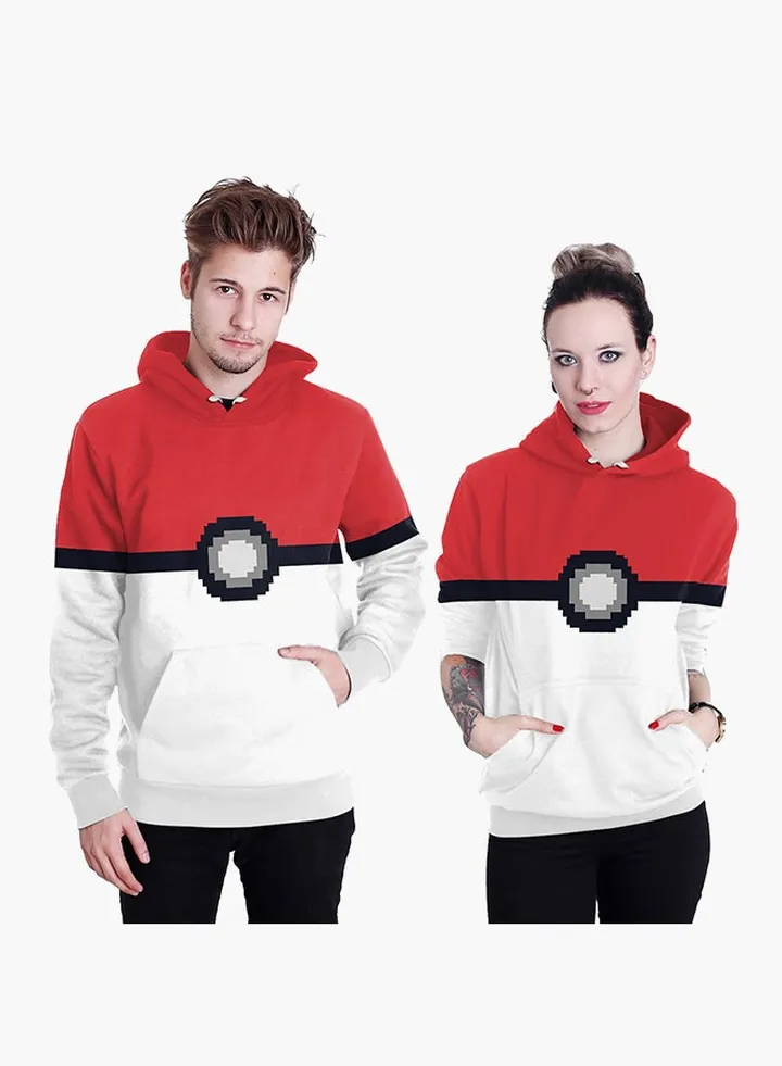 3D Printing Long Sleeve Hoodie Red/White/Black