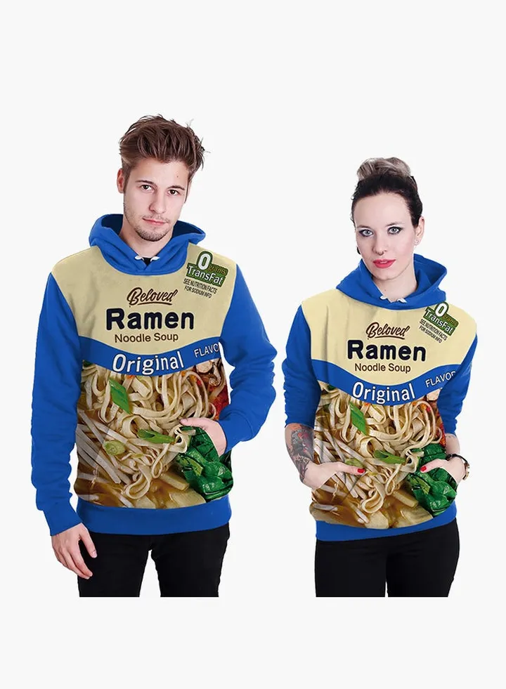 3D Printing Long Sleeve Hoodie Blue/Beige