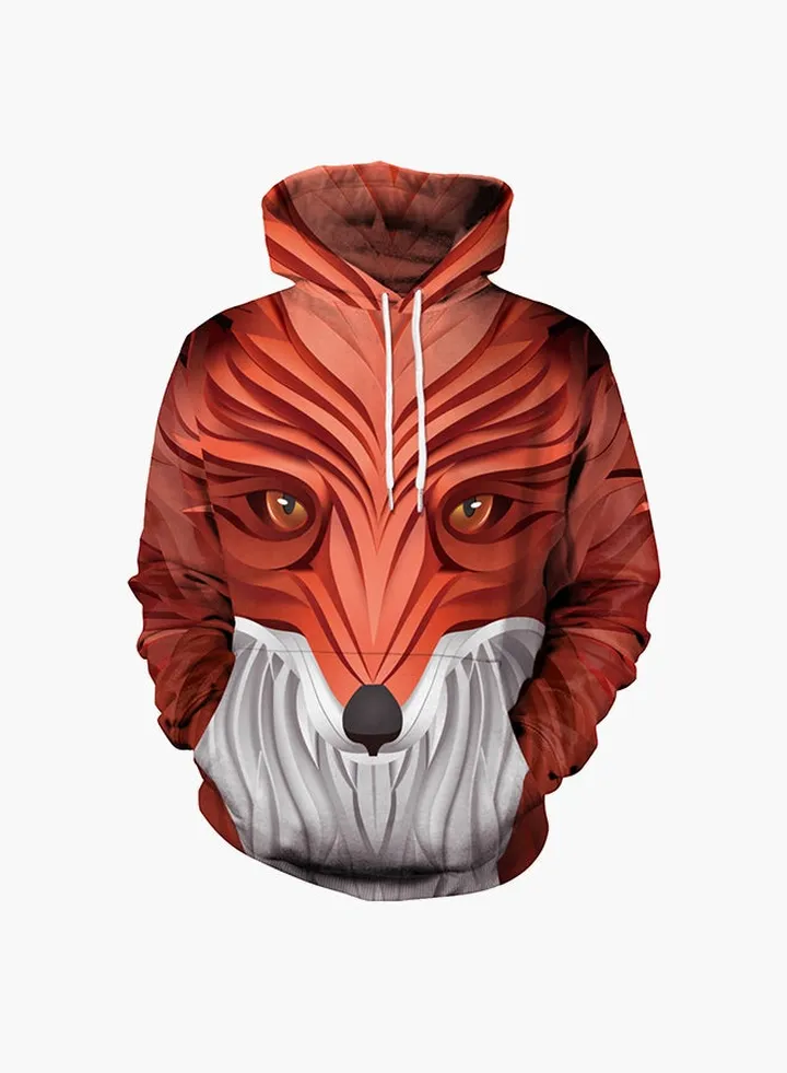 3D Printing Long Sleeve Hoodie Red/Grey
