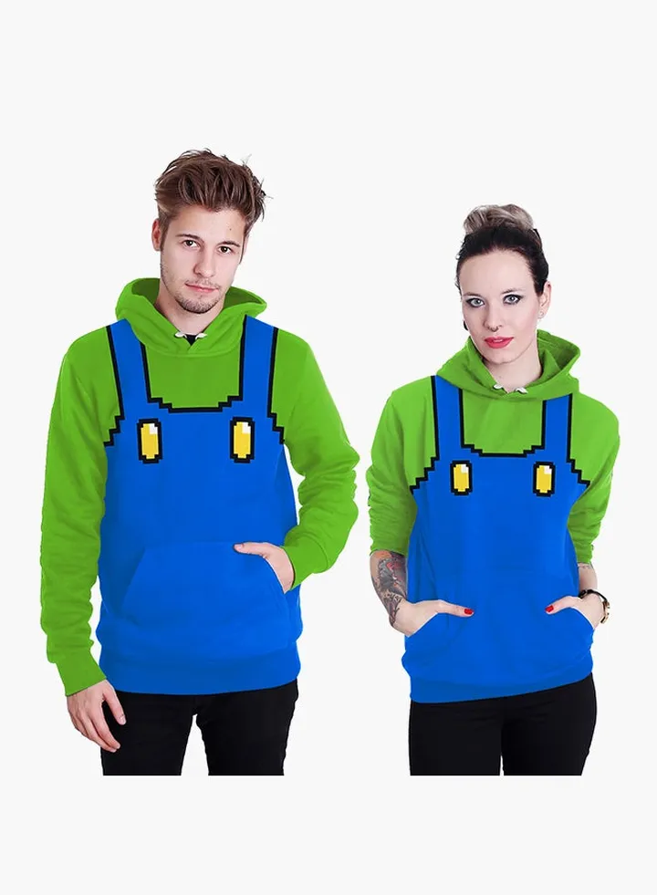 3D Printing Long Sleeve Hoodie Blue/Green