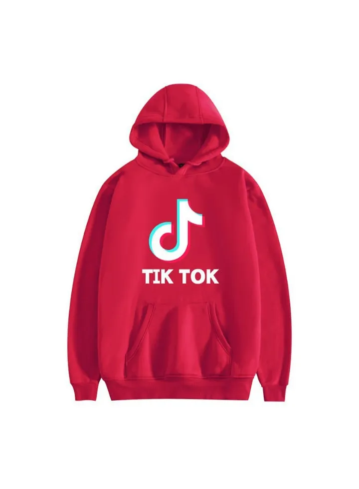 Tik Tok Print Hoodie Red