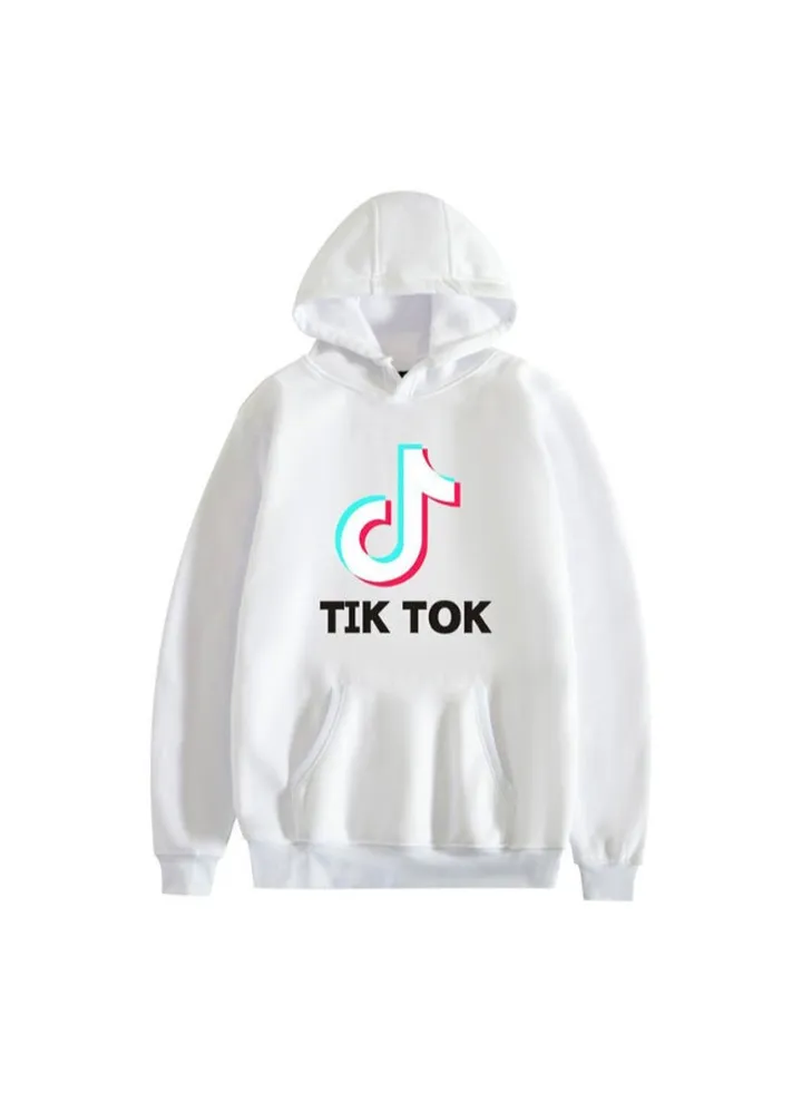 Tik Tok Print Hoodie White