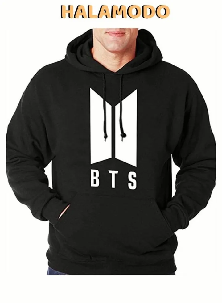 Casual BTS Printed Long Sleeve Round Collar Hoodie Top