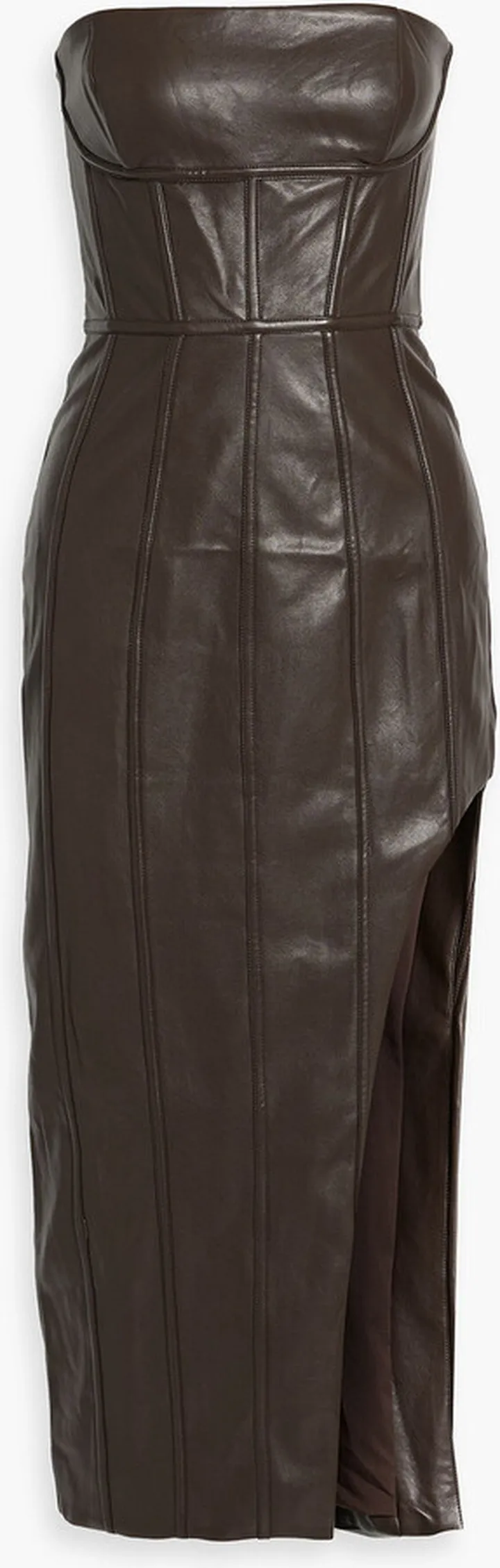 Phanta strapless faux leather midi dress