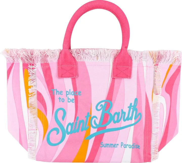 Canvas handbag with multicolor print