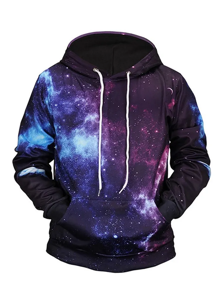 Star Sky 3D Printed Hoodie Black/Blue/Purple