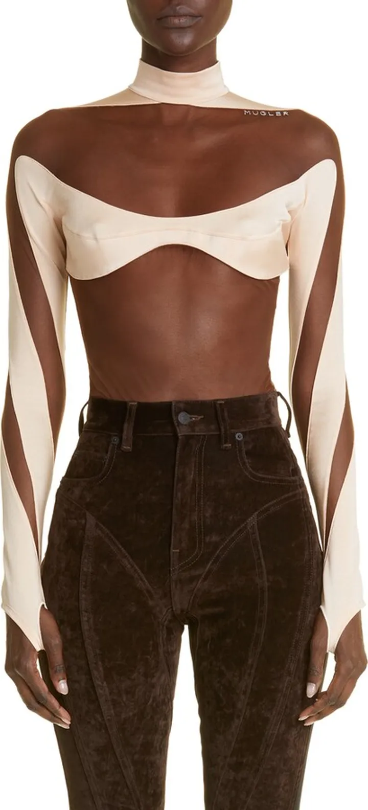 Illusion Panel Long Sleeve Bodysuit