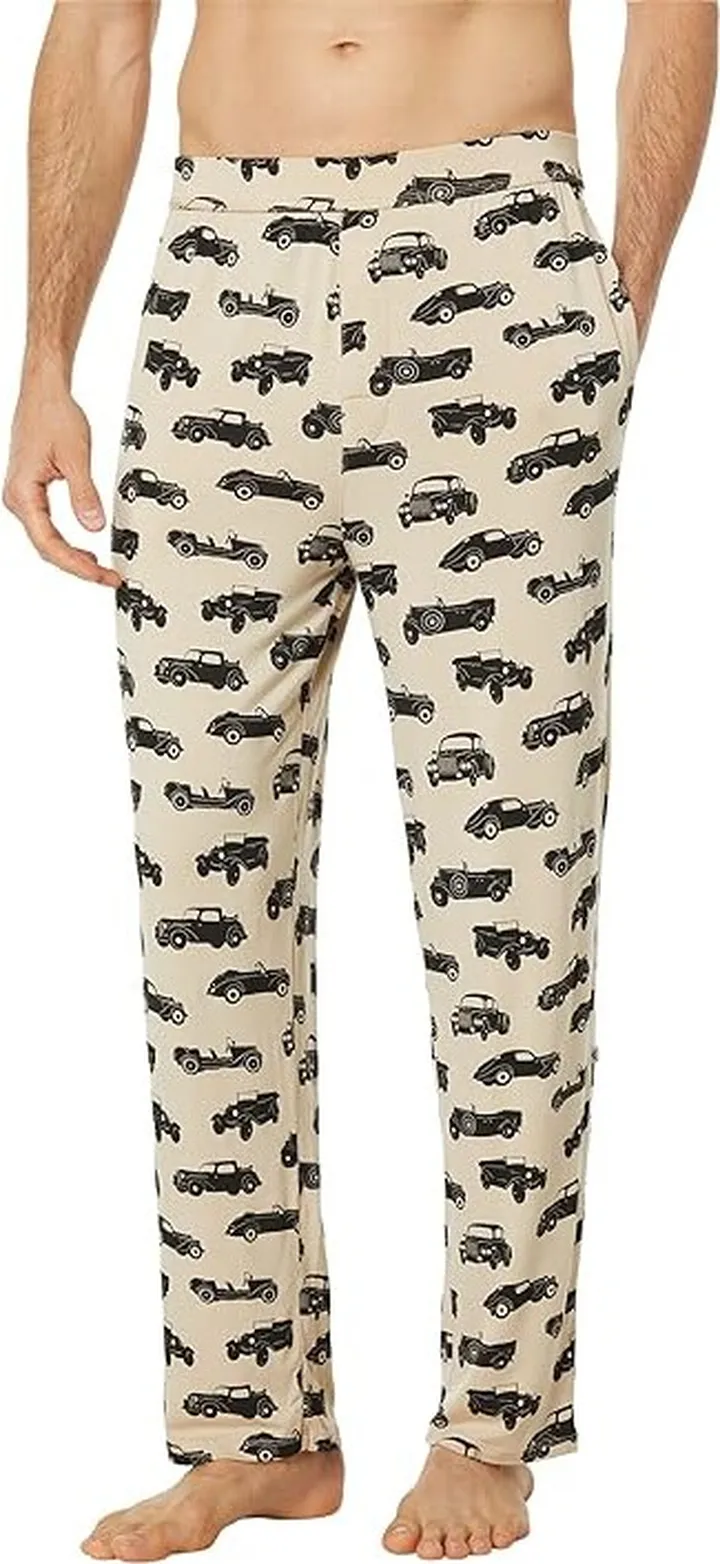 Kickee Pants Pajama Pants (Burlap Vintage Cars) Men's Pajama