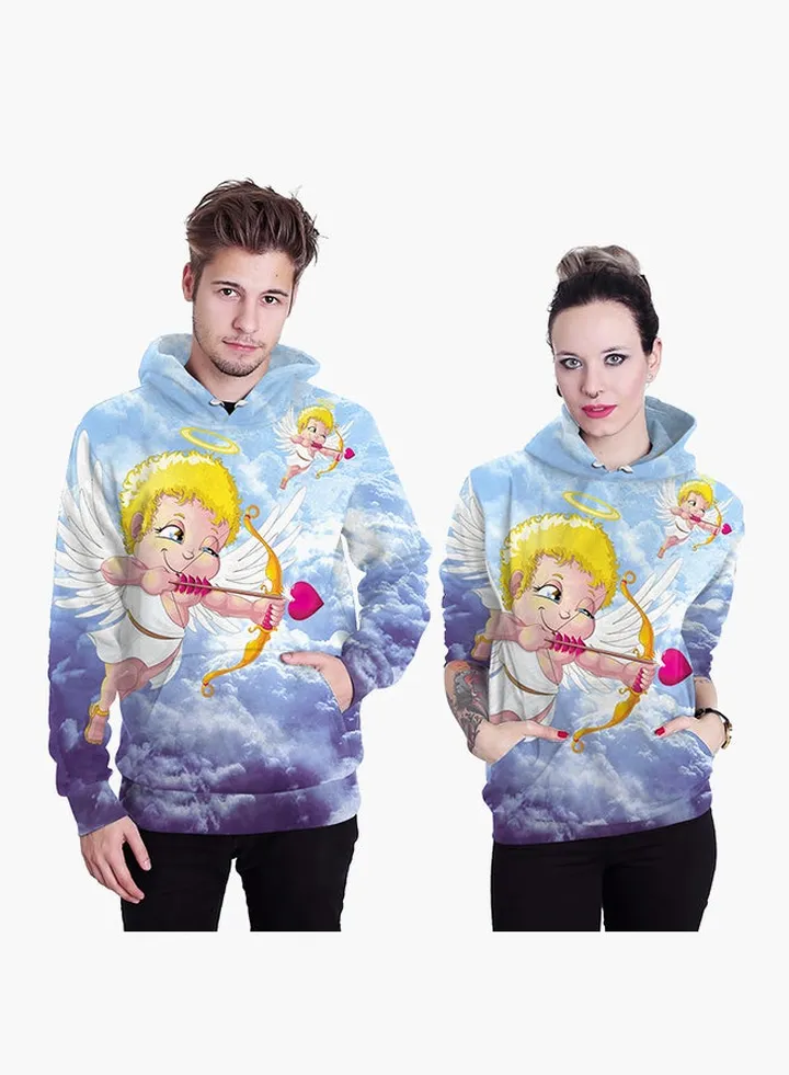 3D Printing Long Sleeve Hoodie Blue/Yellow