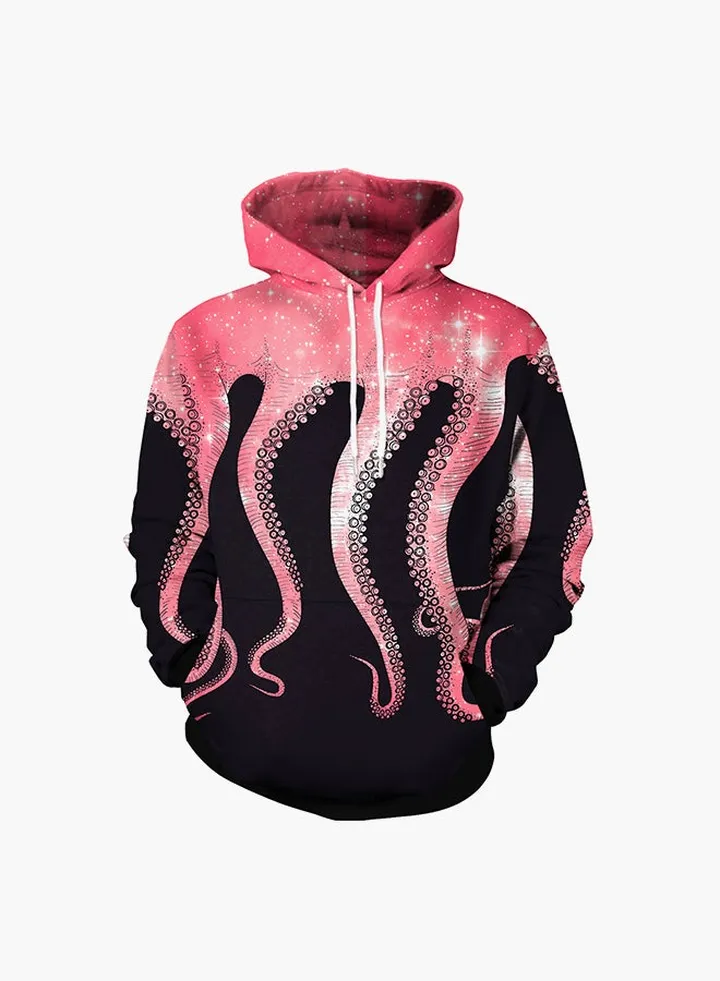 3D Printing Long Sleeve Hoodie Black/Pink