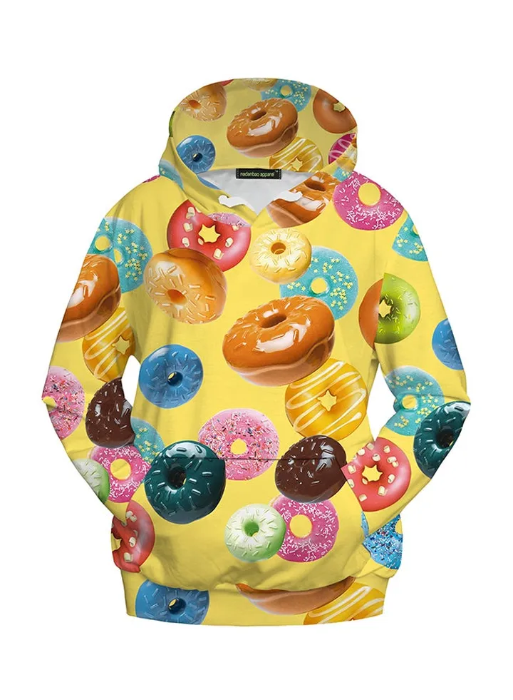 3D Printing Long Sleeve Hoodie Yellow/Pink/Orange