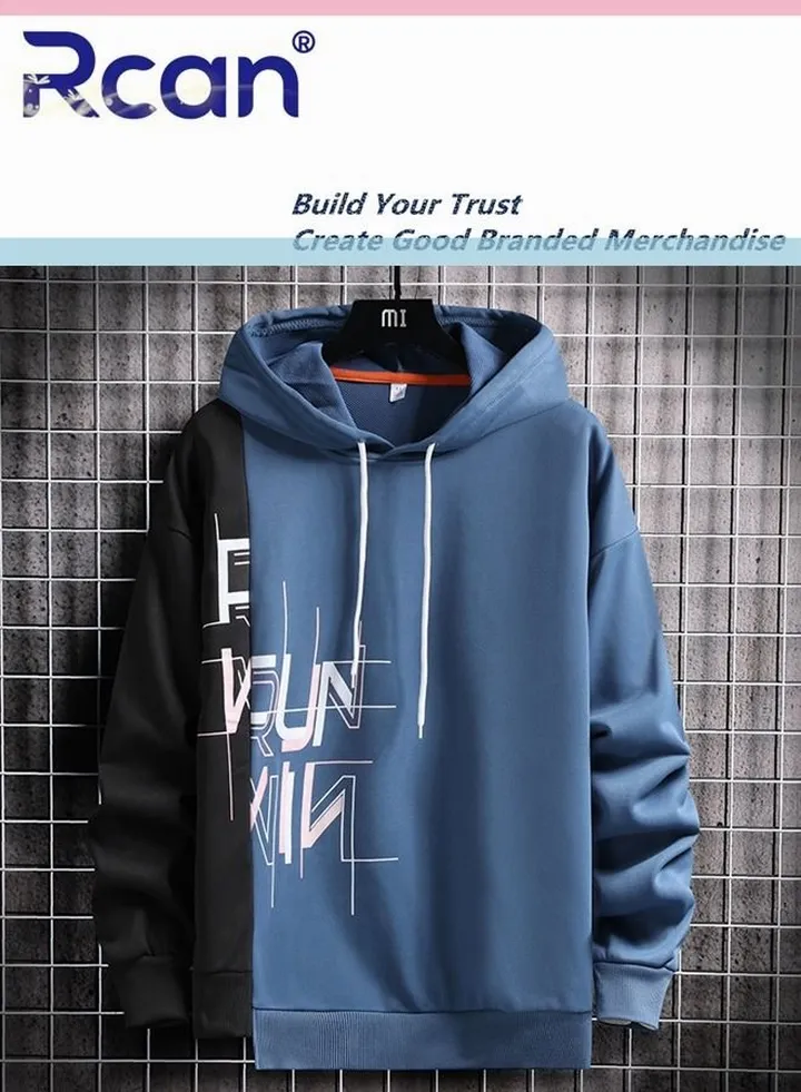 Men's Hoodie Pullover Color Block Sweatshirts Long Sleeve Hoody Drawstring Casual Tops for Men