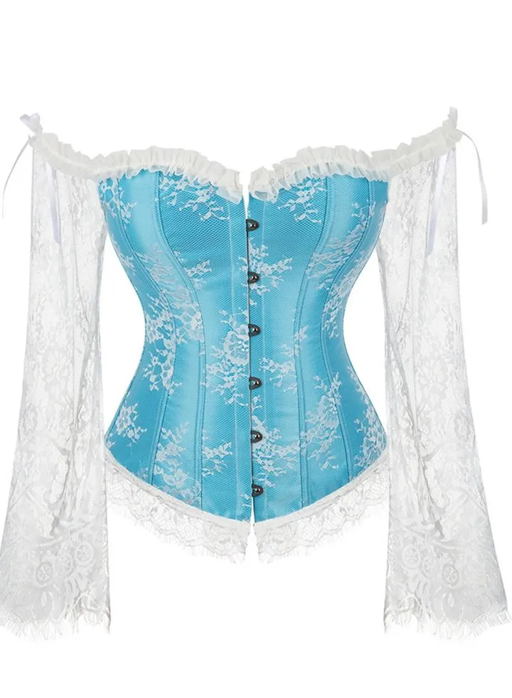 Mesh Long Sleeved Corset Blue