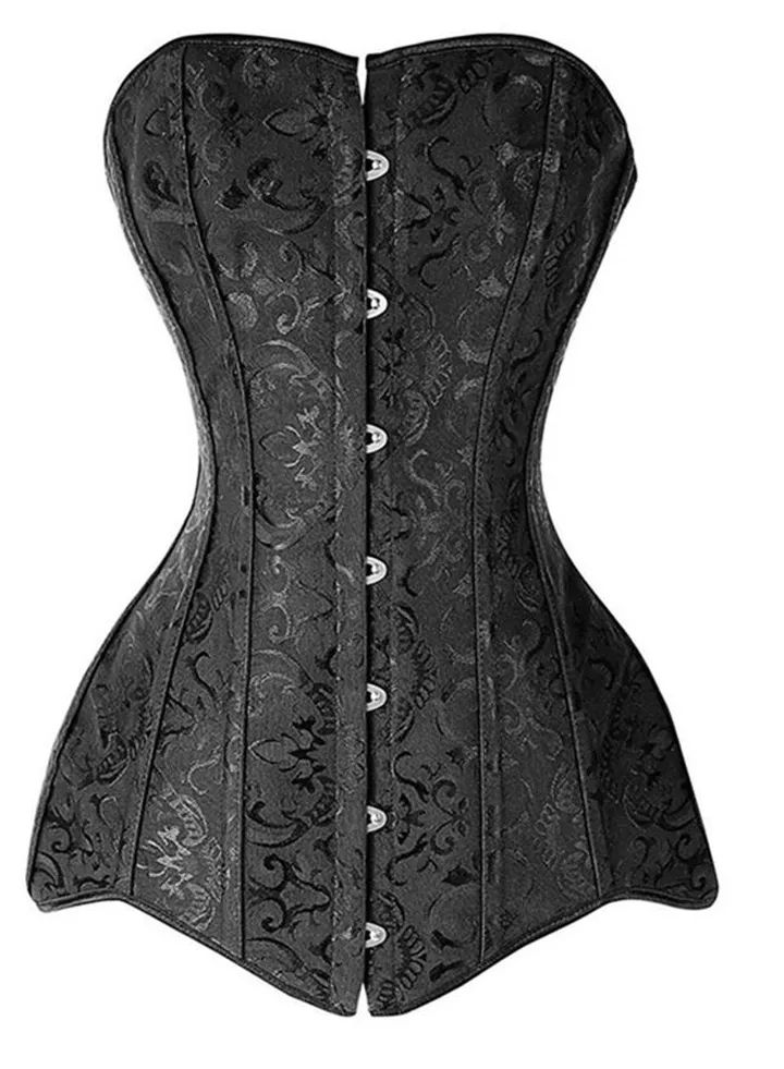Extended Steel Bone Corset Black