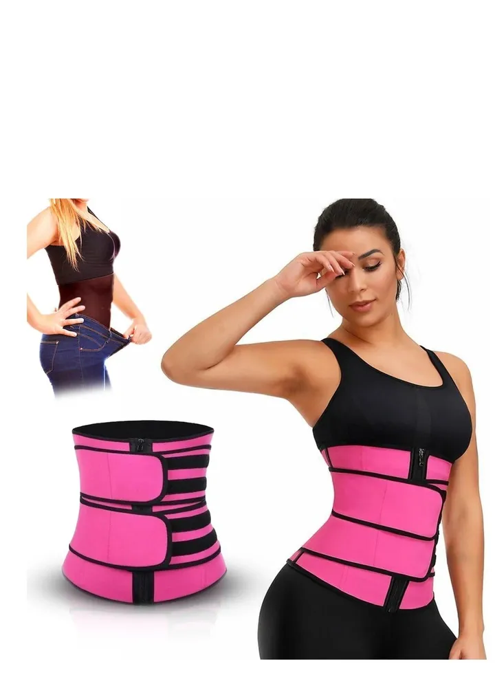 Women's elastic waist trainer corset, pink, size XXL
