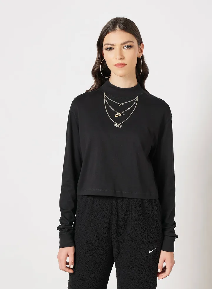 NSW Long Sleeve Mock Neck T-Shirt Black