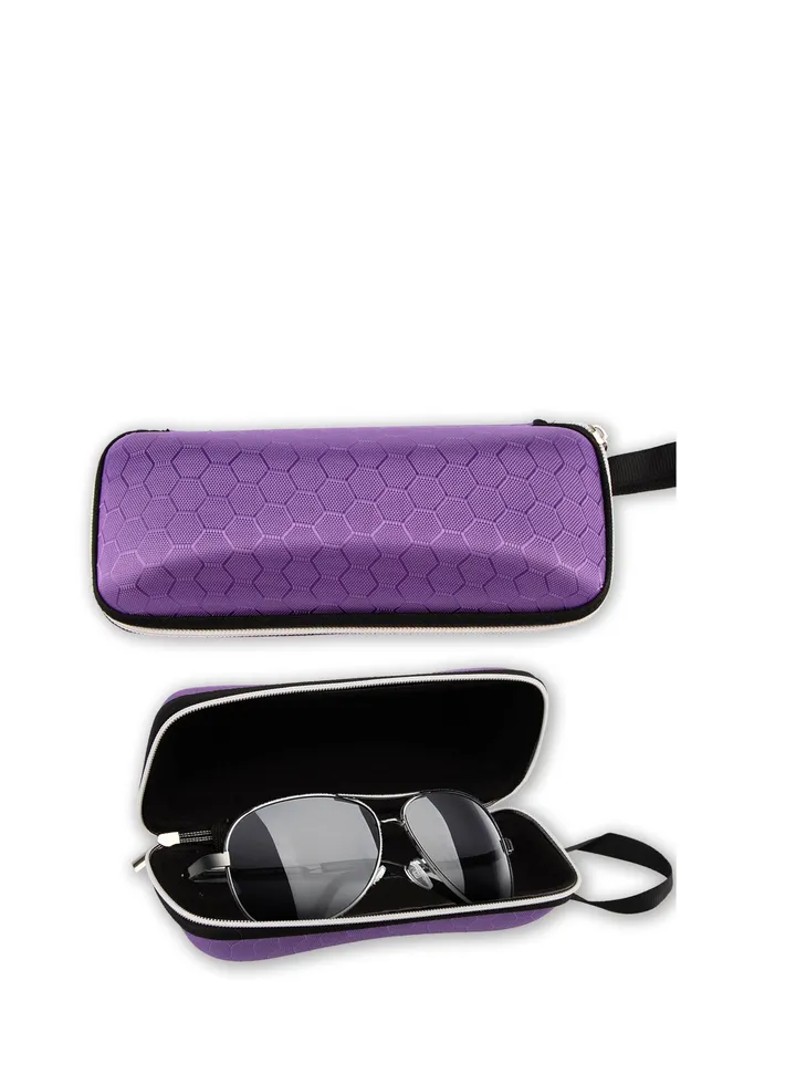 1 pcs Hardshell Sunglasses Case with Zipper, EVA Hard Shell Portable Shockproof Zipper Travel Eyeglass Case with Handle