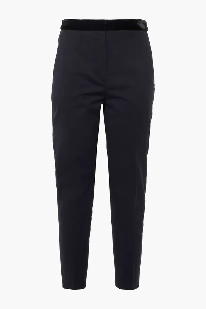 Jezal cropped velvet-trimmed twill slim-leg pants