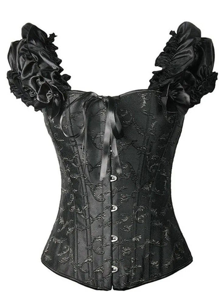 Double Shoulder Steel Bone Corset Black