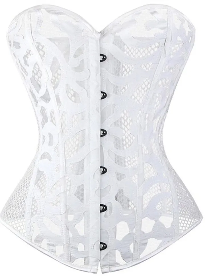 Printed Mesh Corset White
