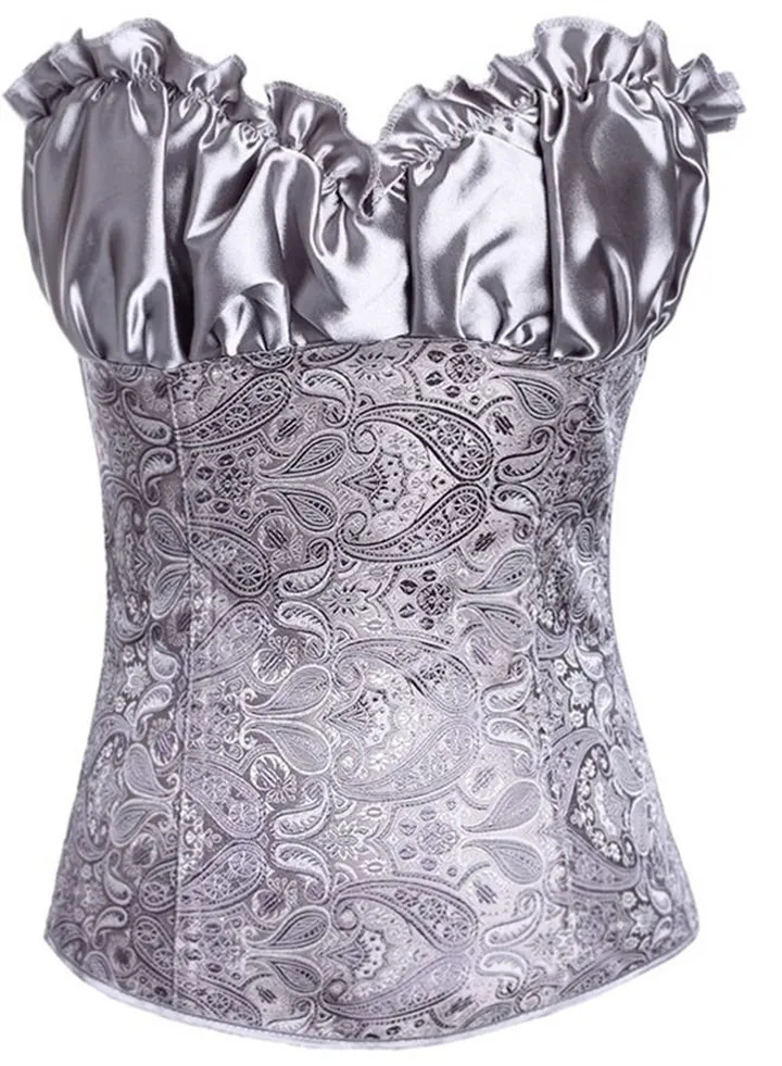 Court Waistcoat Strapless Corset Silver