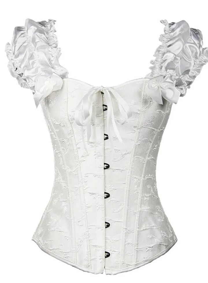 Double Shoulder Steel Bone Corset White