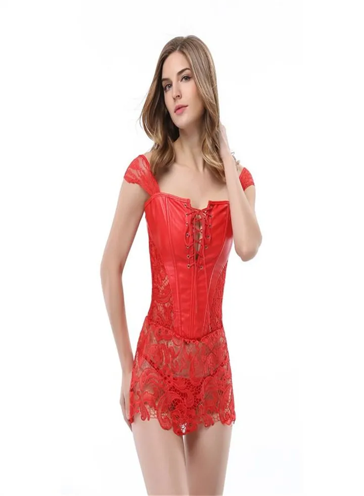 Fashion Lace Cut Out Corset Red