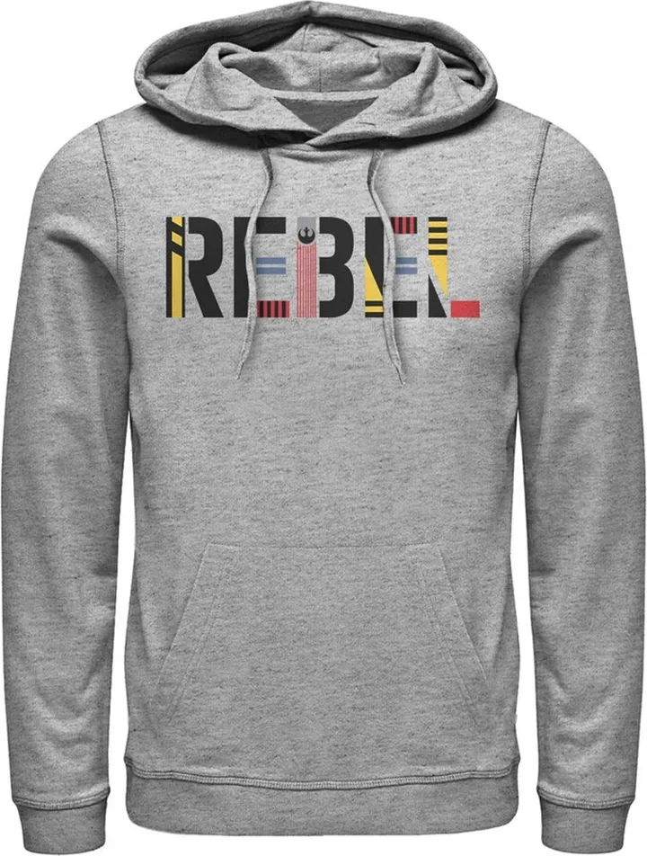 Men's Star Wars: The Rise of Skywalker Rebel Text Pull Over Hoodie - Athletic Heather - 2X Large