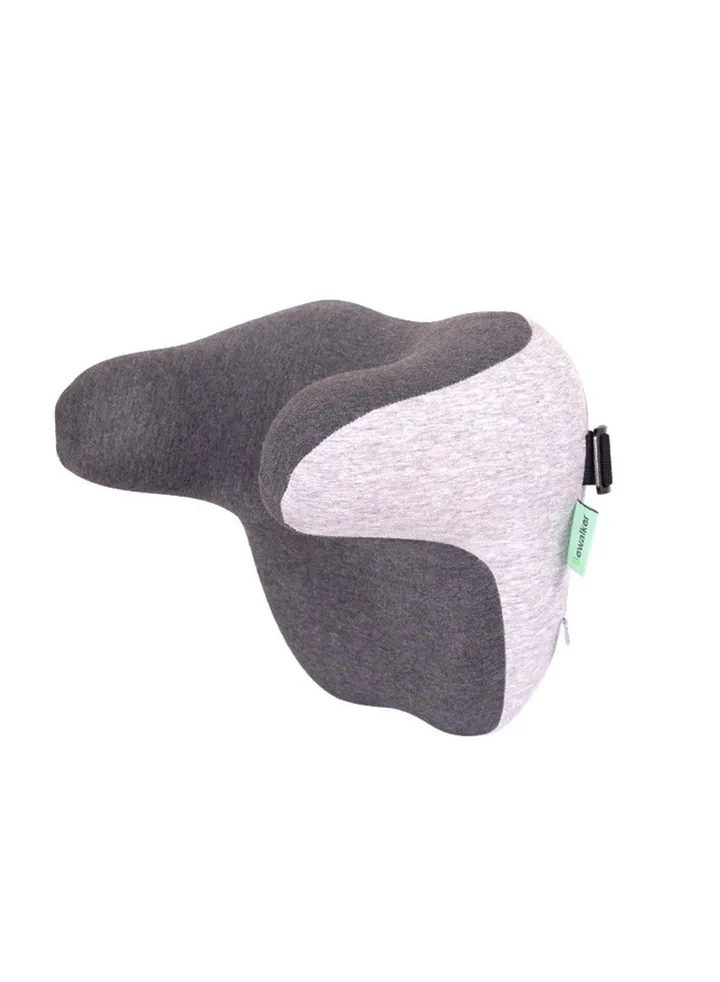 Travel Pillow, Memory Foam, Sleep Rest Storage Bag for Airplane Neck Pillow, Gray