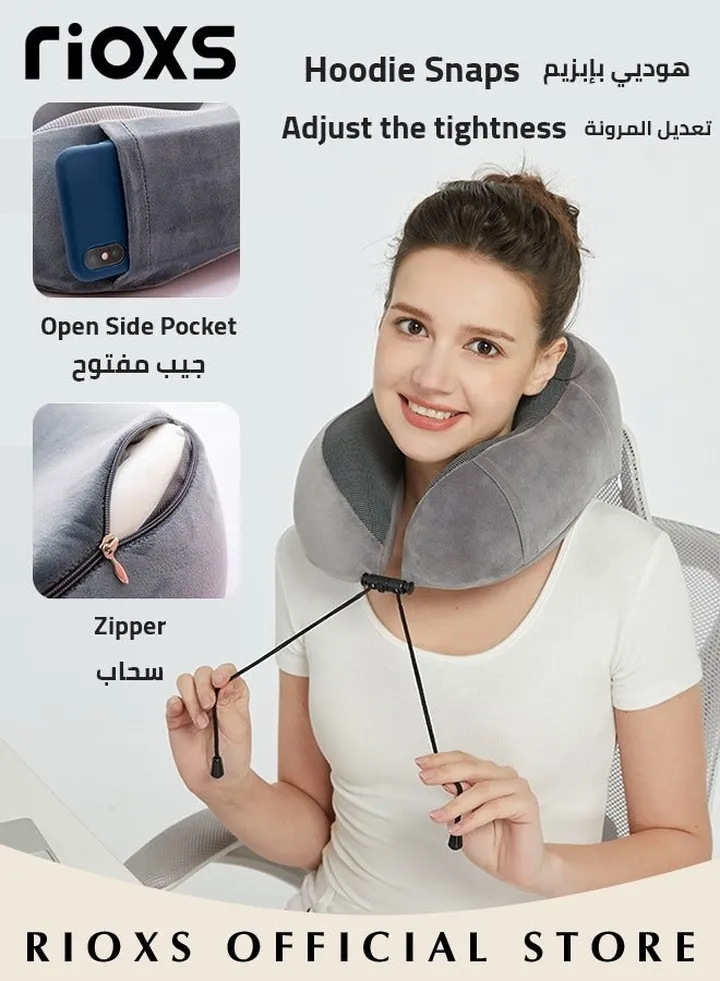 Travel Pillows Memory Foam Neck Pillow with Comfortable Breathable Cover for Airplan Sleeping Head Support Pillow with Eye Masks and Earplugs Lightweight