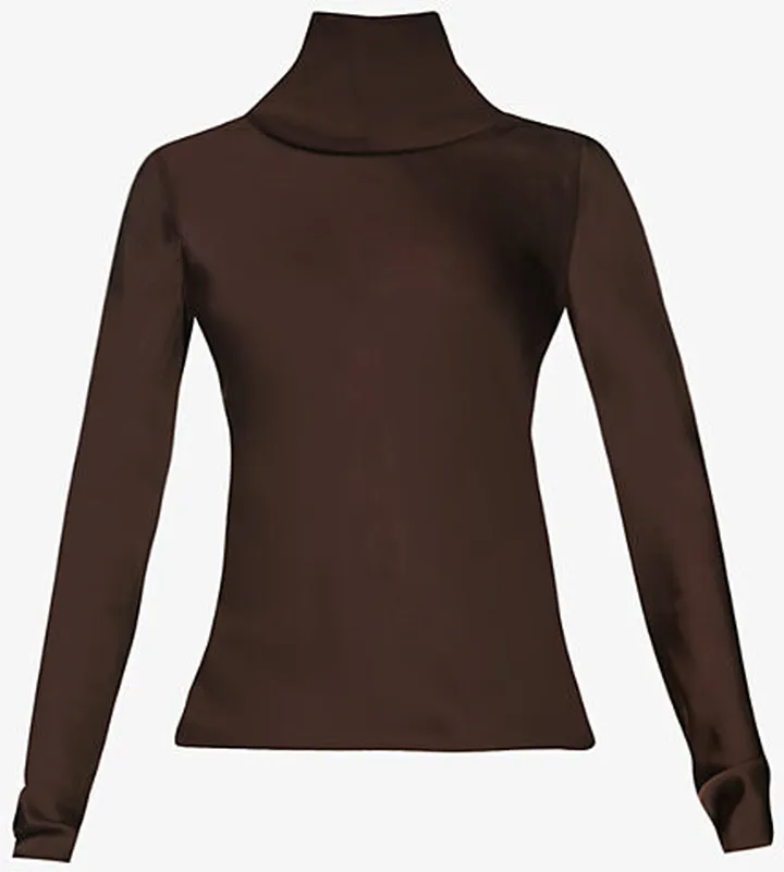 Womens Plum Turtleneck Regular-fit Satin top