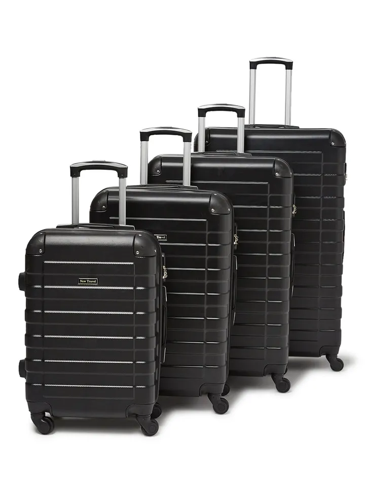 4 Piece Hardside Luggage Trolley Set Black