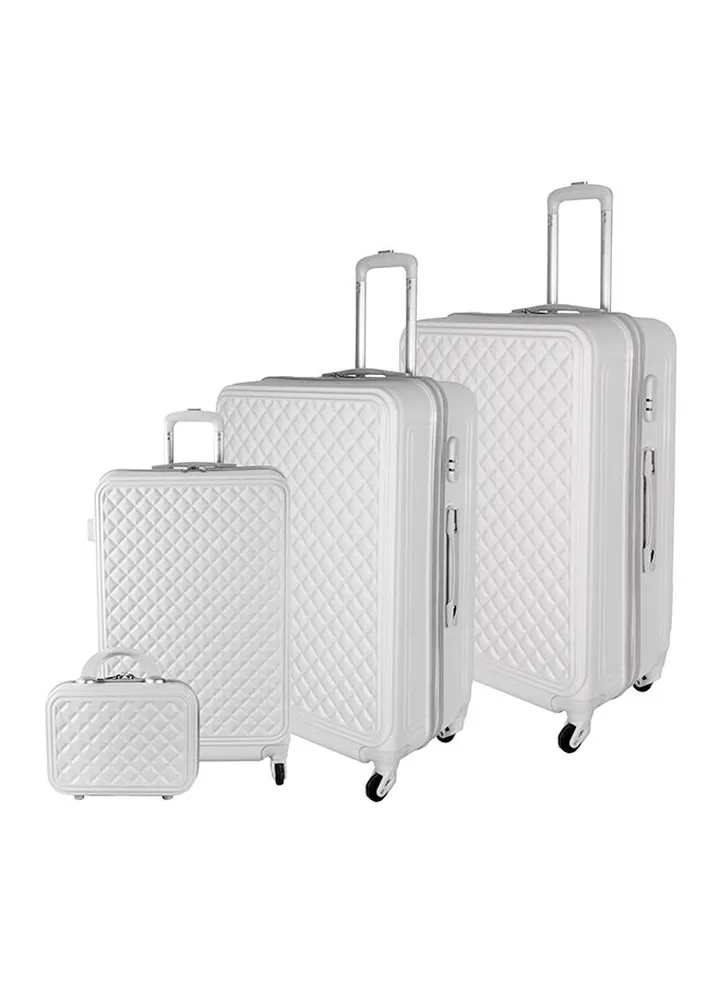 4 Piece Trolley Luggage Set With Travelling Pouch White