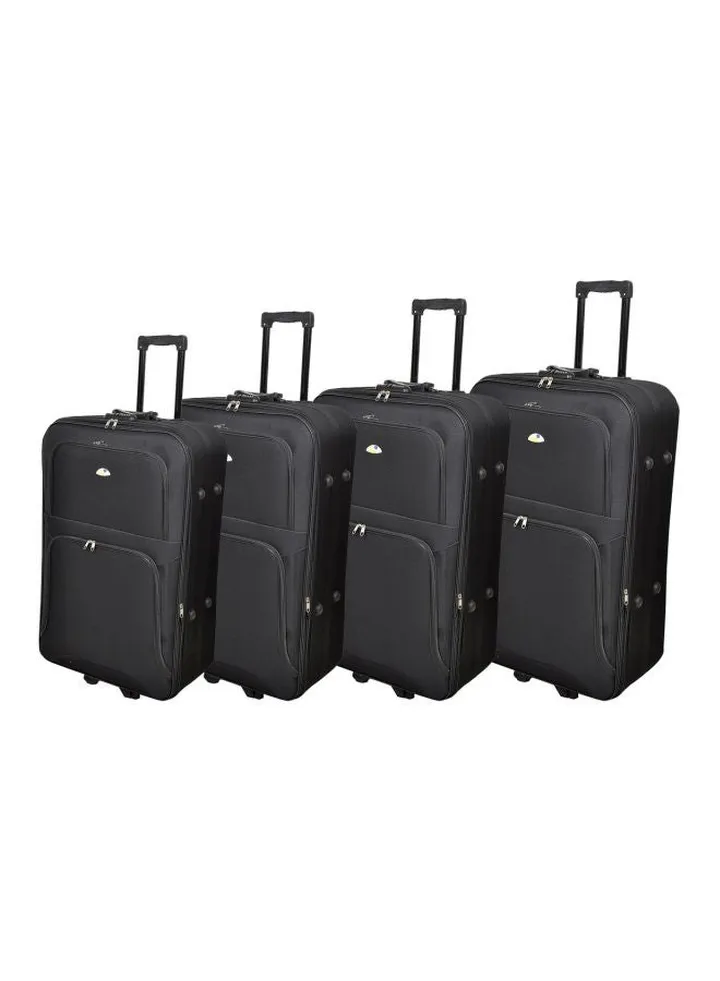 4-Piece Soft Case Luggage Trolley Set Black