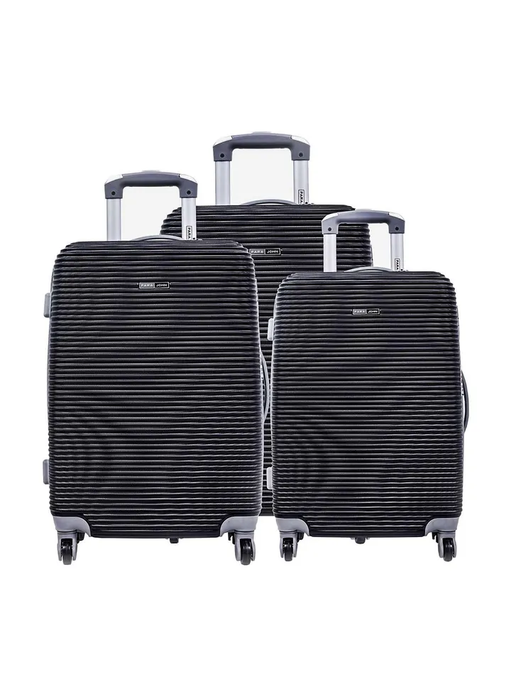 Hardside 3 Piece Luggage Trolley Set Black