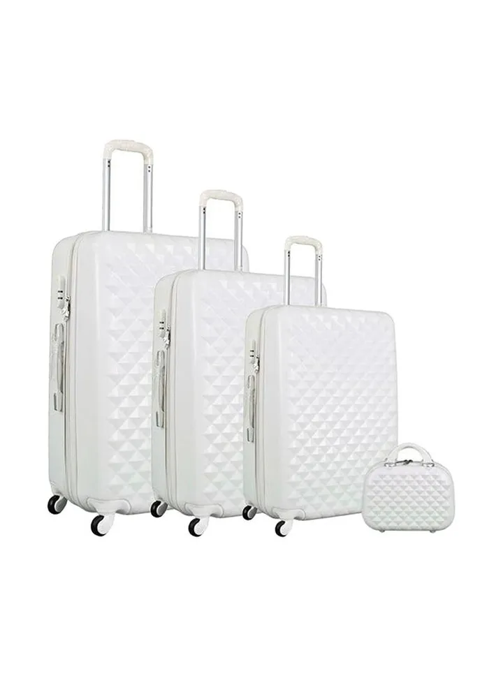 3-Piece Luggage Trolley Set With Beauty Case White