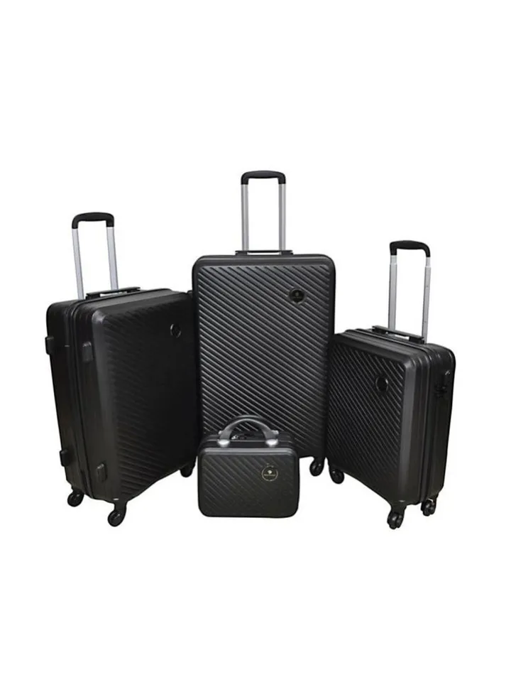 Waterproof Hardside 4 Piece Luggage Trolley Set Black
